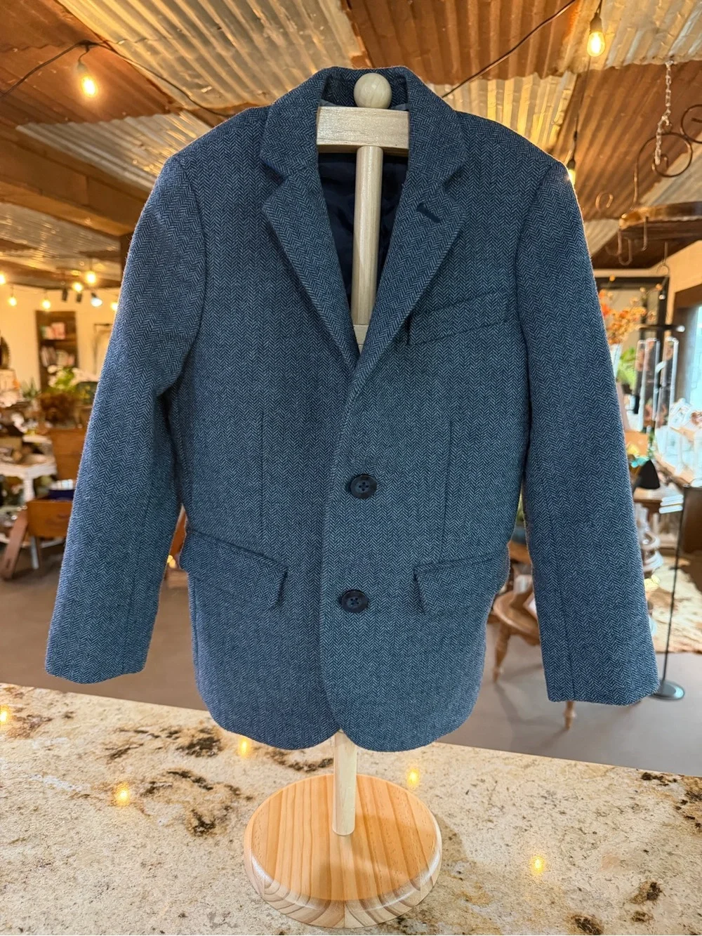 Crewcuts sz 6 boys' blue wool-blend blazer/ front buttons/flap pockets